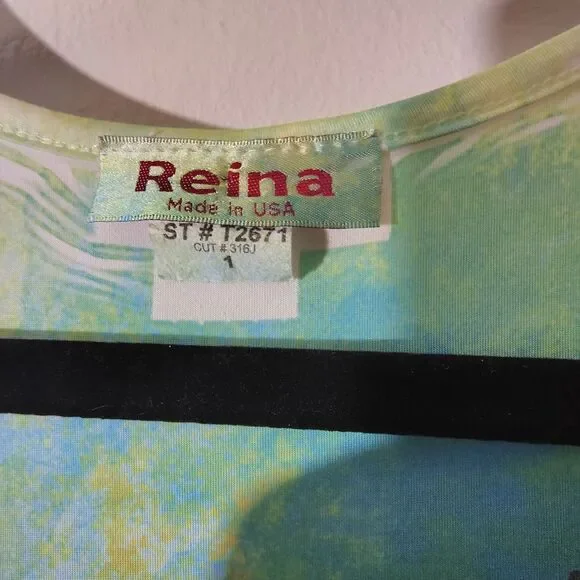 Reina floral Scene  blouse flowy Tier  Layers Long Size 1 Made in the USA - Picture 6 of 7